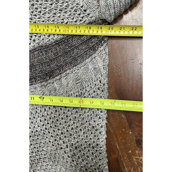 Cabi Gray Open Front Round Hem Open Knit Cardigan Sweater Med Y2K Grunge Boho - Picture 9 of 15